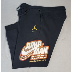Nike Jump Man Air Jordon Black Sweatpants NBA World Champs 91 92 93 Mens XL